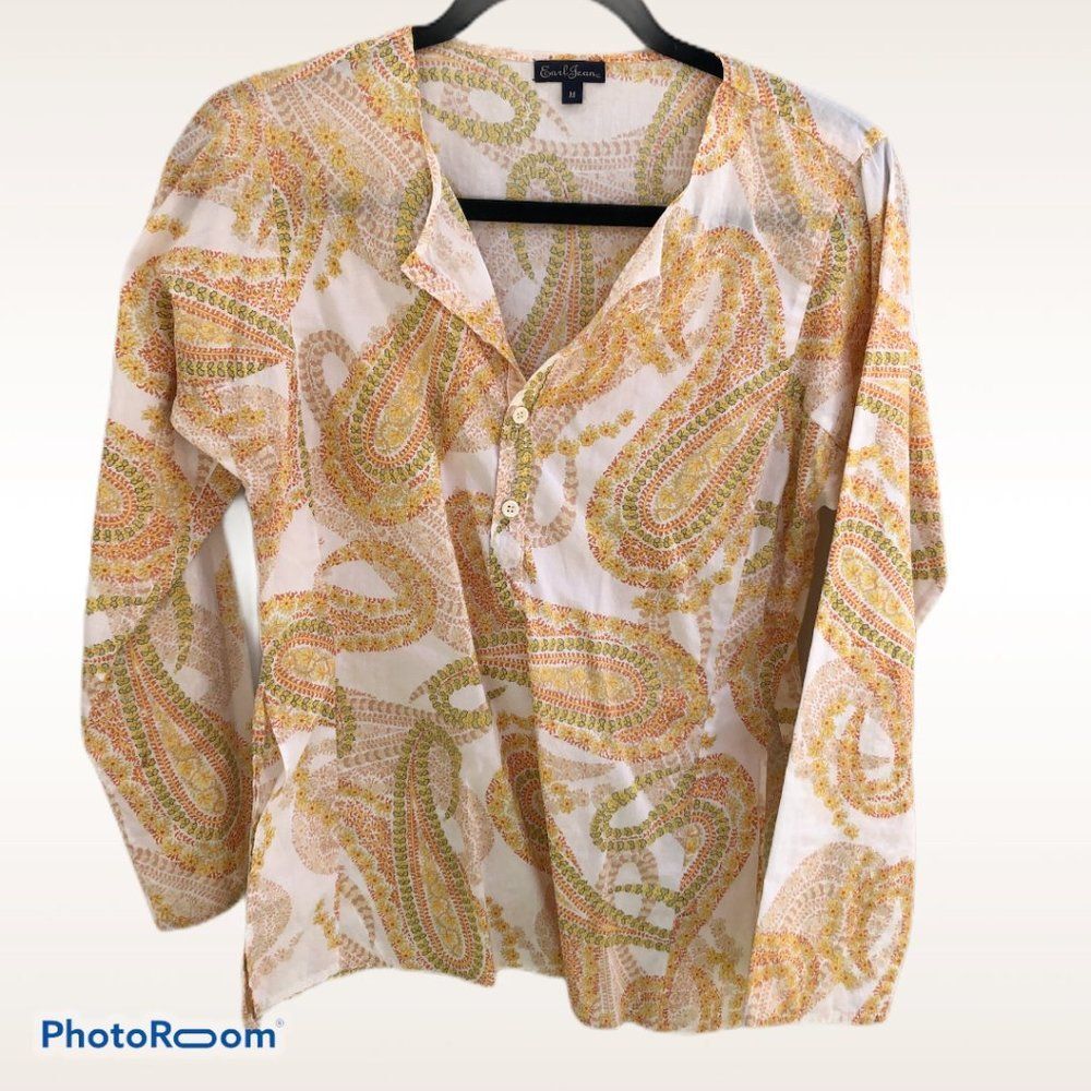 Earl Jean Womens Size M Paisely Blouse 0294